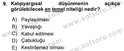 Sosyal Psikoloji 1 Dersi 2018 - 2019 Yılı Yaz Okulu Sınav Soruları 9. Soru