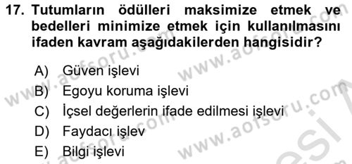 Sosyal Psikoloji 1 Dersi Ara Sınavı Deneme Sınav Soruları 17. Soru