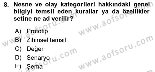 Sosyal Psikoloji 1 Dersi 2019 - 2020 Yılı (Vize) Ara Sınav Soruları 8. Soru