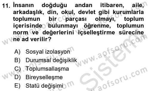 Sosyal Psikoloji 1 Dersi 2019 - 2020 Yılı (Final) Dönem Sonu Sınav Soruları 11. Soru