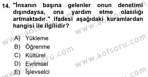 Sosyal Psikoloji 1 Dersi 2019 - 2020 Yılı (Final) Dönem Sonu Sınav Soruları 14. Soru