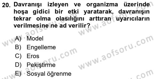 Sosyal Psikoloji 1 Dersi 2019 - 2020 Yılı (Final) Dönem Sonu Sınav Soruları 20. Soru