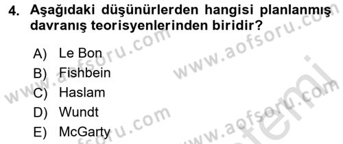 Sosyal Psikoloji 1 Dersi 2019 - 2020 Yılı (Final) Dönem Sonu Sınav Soruları 4. Soru