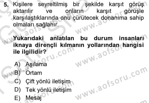 Sosyal Psikoloji 1 Dersi 2019 - 2020 Yılı (Final) Dönem Sonu Sınav Soruları 5. Soru