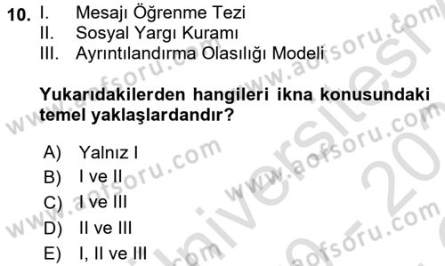 Sosyal Psikoloji 1 Dersi 2020 - 2021 Yılı Yaz Okulu Sınav Soruları 10. Soru