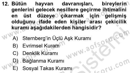 Sosyal Psikoloji 1 Dersi 2020 - 2021 Yılı Yaz Okulu Sınav Soruları 12. Soru