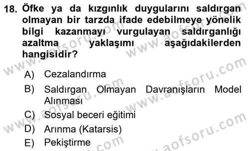 Sosyal Psikoloji 1 Dersi 2021 - 2022 Yılı (Final) Dönem Sonu Sınav Soruları 18. Soru