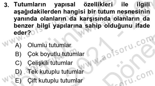 Sosyal Psikoloji 1 Dersi 2021 - 2022 Yılı (Final) Dönem Sonu Sınav Soruları 3. Soru
