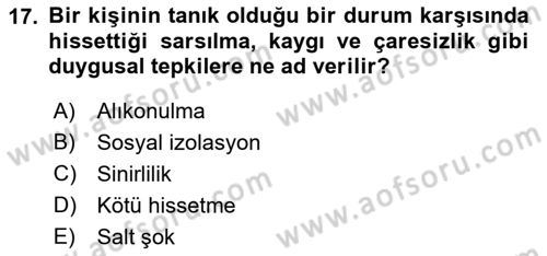 Sosyal Psikoloji 1 Dersi 2021 - 2022 Yılı Yaz Okulu Sınav Soruları 17. Soru