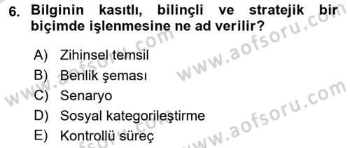 Sosyal Psikoloji 1 Dersi 2021 - 2022 Yılı Yaz Okulu Sınav Soruları 6. Soru