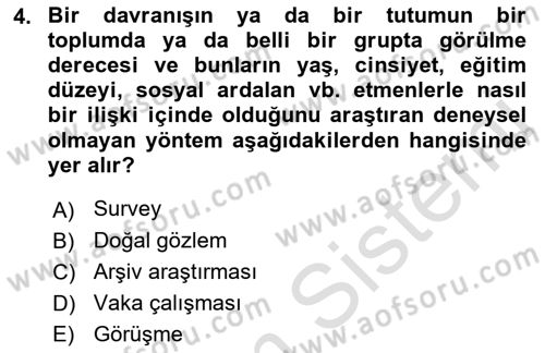 Sosyal Psikoloji 1 Dersi Ara Sınavı Deneme Sınav Soruları 4. Soru