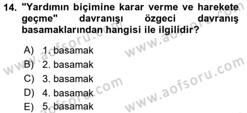Sosyal Psikoloji 1 Dersi 2022 - 2023 Yılı (Final) Dönem Sonu Sınav Soruları 14. Soru