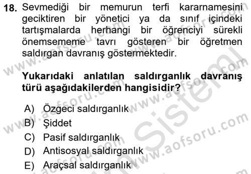 Sosyal Psikoloji 1 Dersi 2022 - 2023 Yılı (Final) Dönem Sonu Sınav Soruları 18. Soru