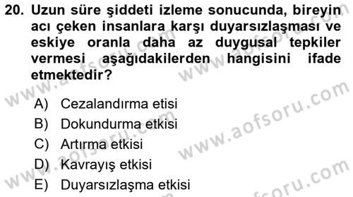 Sosyal Psikoloji 1 Dersi 2022 - 2023 Yılı (Final) Dönem Sonu Sınav Soruları 20. Soru