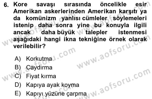 Sosyal Psikoloji 1 Dersi 2022 - 2023 Yılı (Final) Dönem Sonu Sınav Soruları 6. Soru