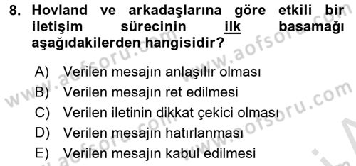 Sosyal Psikoloji 1 Dersi 2022 - 2023 Yılı (Final) Dönem Sonu Sınav Soruları 8. Soru
