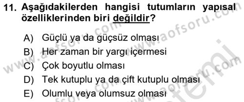 Sosyal Psikoloji 1 Dersi 2022 - 2023 Yılı Yaz Okulu Sınav Soruları 11. Soru