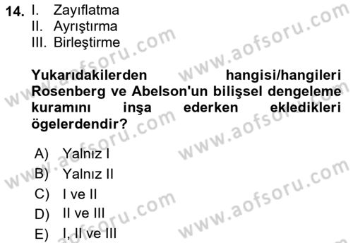 Sosyal Psikoloji 1 Dersi 2022 - 2023 Yılı Yaz Okulu Sınav Soruları 14. Soru