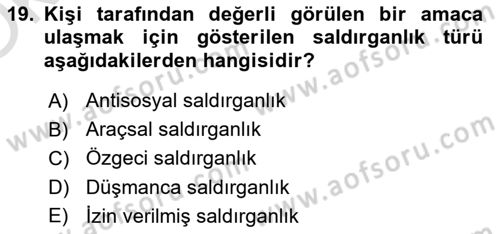 Sosyal Psikoloji 1 Dersi 2022 - 2023 Yılı Yaz Okulu Sınav Soruları 19. Soru