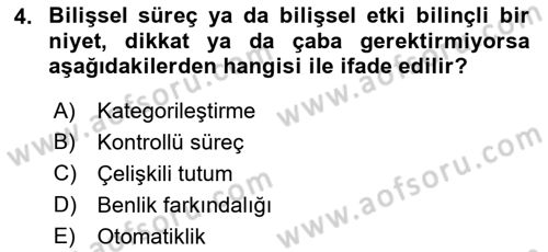 Sosyal Psikoloji 1 Dersi 2022 - 2023 Yılı Yaz Okulu Sınav Soruları 4. Soru