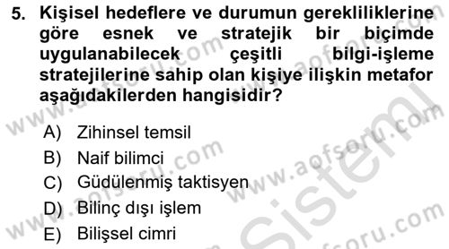 Sosyal Psikoloji 1 Dersi 2022 - 2023 Yılı Yaz Okulu Sınav Soruları 5. Soru