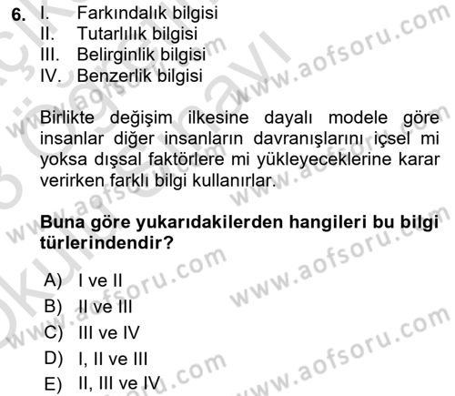 Sosyal Psikoloji 1 Dersi 2022 - 2023 Yılı Yaz Okulu Sınav Soruları 6. Soru