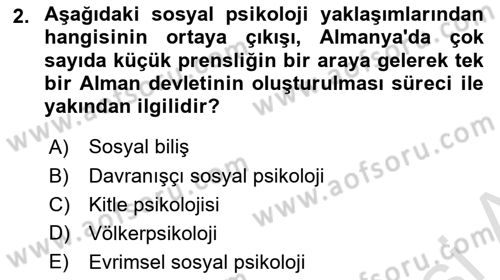 Sosyal Psikoloji 1 Dersi Ara Sınavı Deneme Sınav Soruları 2. Soru