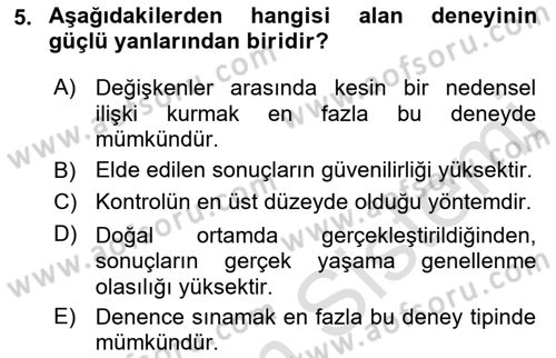 Sosyal Psikoloji 1 Dersi Ara Sınavı Deneme Sınav Soruları 5. Soru