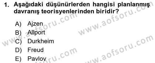 Sosyal Psikoloji 1 Dersi 2023 - 2024 Yılı (Final) Dönem Sonu Sınav Soruları 1. Soru