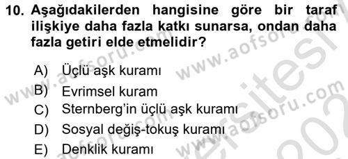 Sosyal Psikoloji 1 Dersi 2023 - 2024 Yılı (Final) Dönem Sonu Sınav Soruları 10. Soru