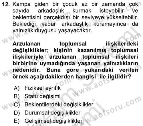 Sosyal Psikoloji 1 Dersi 2023 - 2024 Yılı (Final) Dönem Sonu Sınav Soruları 12. Soru