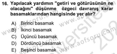 Sosyal Psikoloji 1 Dersi 2023 - 2024 Yılı (Final) Dönem Sonu Sınav Soruları 16. Soru