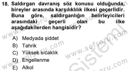 Sosyal Psikoloji 1 Dersi 2023 - 2024 Yılı (Final) Dönem Sonu Sınav Soruları 18. Soru