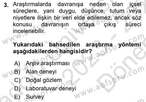 Sosyal Psikoloji 1 Dersi 2023 - 2024 Yılı (Final) Dönem Sonu Sınav Soruları 3. Soru