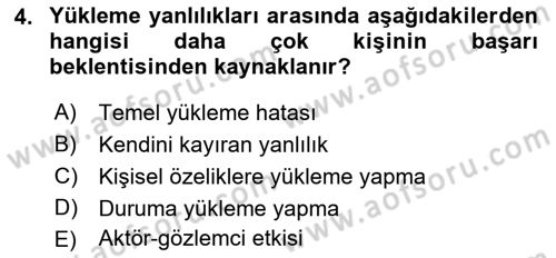Sosyal Psikoloji 1 Dersi 2023 - 2024 Yılı (Final) Dönem Sonu Sınav Soruları 4. Soru