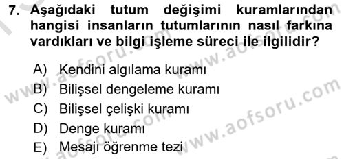 Sosyal Psikoloji 1 Dersi 2023 - 2024 Yılı (Final) Dönem Sonu Sınav Soruları 7. Soru