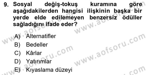 Sosyal Psikoloji 1 Dersi 2023 - 2024 Yılı (Final) Dönem Sonu Sınav Soruları 9. Soru