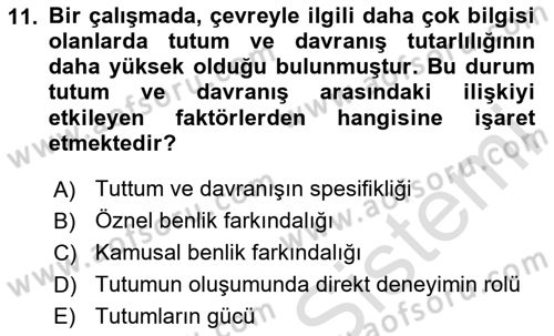 Sosyal Psikoloji 1 Dersi 2023 - 2024 Yılı Yaz Okulu Sınav Soruları 11. Soru