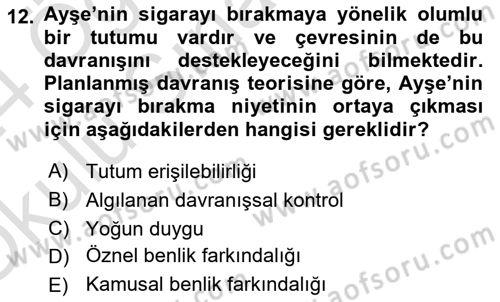 Sosyal Psikoloji 1 Dersi 2023 - 2024 Yılı Yaz Okulu Sınav Soruları 12. Soru