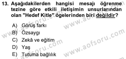 Sosyal Psikoloji 1 Dersi 2023 - 2024 Yılı Yaz Okulu Sınav Soruları 13. Soru