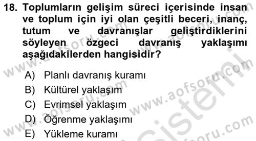 Sosyal Psikoloji 1 Dersi 2023 - 2024 Yılı Yaz Okulu Sınav Soruları 18. Soru