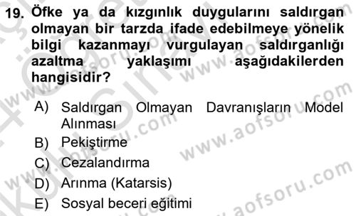 Sosyal Psikoloji 1 Dersi 2023 - 2024 Yılı Yaz Okulu Sınav Soruları 19. Soru