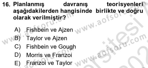 Sosyal Psikoloji 1 Dersi Ara Sınavı Deneme Sınav Soruları 16. Soru