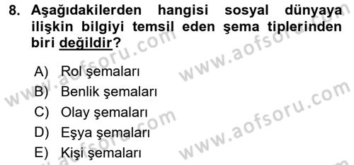 Sosyal Psikoloji 1 Dersi Ara Sınavı Deneme Sınav Soruları 8. Soru