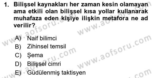 Sosyal Psikoloji 1 Dersi 2024 - 2025 Yılı (Final) Dönem Sonu Sınav Soruları 1. Soru