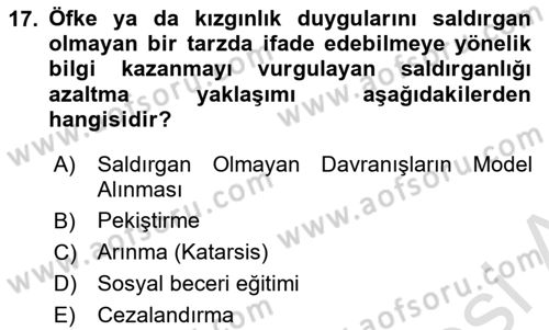 Sosyal Psikoloji 1 Dersi 2024 - 2025 Yılı (Final) Dönem Sonu Sınav Soruları 17. Soru