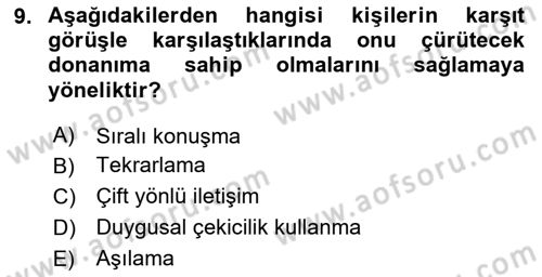 Sosyal Psikoloji 1 Dersi 2024 - 2025 Yılı (Final) Dönem Sonu Sınav Soruları 9. Soru
