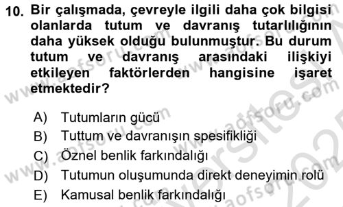 Sosyal Psikoloji 1 Dersi 2024 - 2025 Yılı Yaz Okulu Sınav Soruları 10. Soru