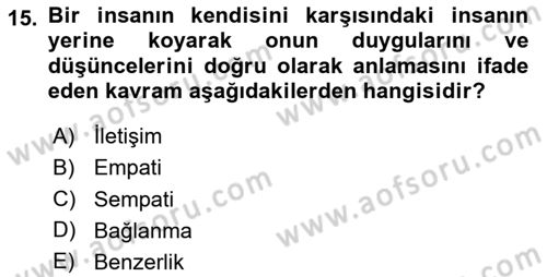 Sosyal Psikoloji 1 Dersi 2024 - 2025 Yılı Yaz Okulu Sınav Soruları 15. Soru
