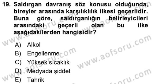 Sosyal Psikoloji 1 Dersi 2024 - 2025 Yılı Yaz Okulu Sınav Soruları 19. Soru